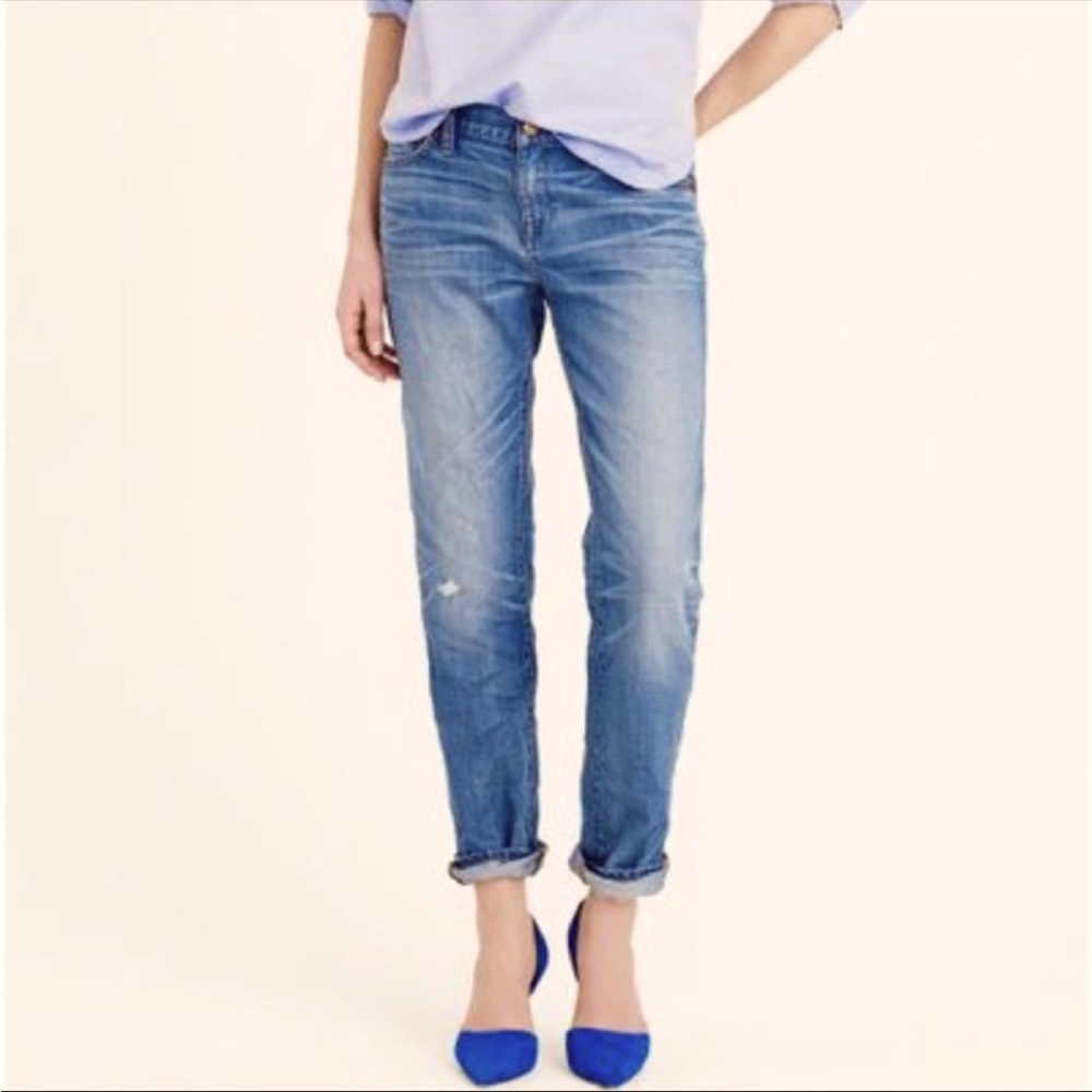 J crew slim broken in boyfriend jean